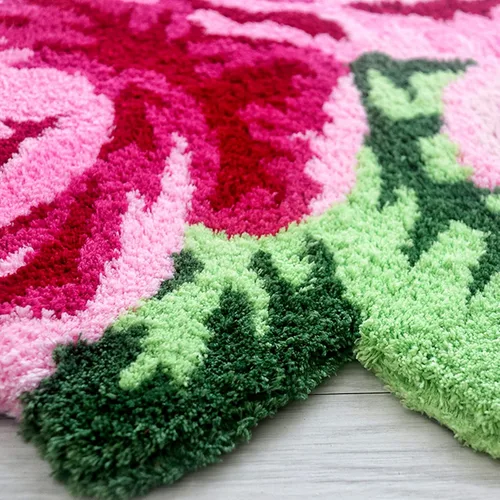 Miniatura 5 de UKELER Accesorios de baño rosas de 27.5 x 23.6 pulgadas, tapete de baño con diseño de flores rosas, antideslizante, lavable a máquina, tapete