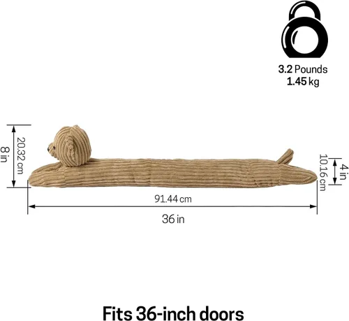 Miniatura 2 de SWISSELITE Tapón de 36 pulgadas para debajo de la puerta, bloqueador de ruido decorativo para puerta, tapón de aire para animales con peso de 1.43