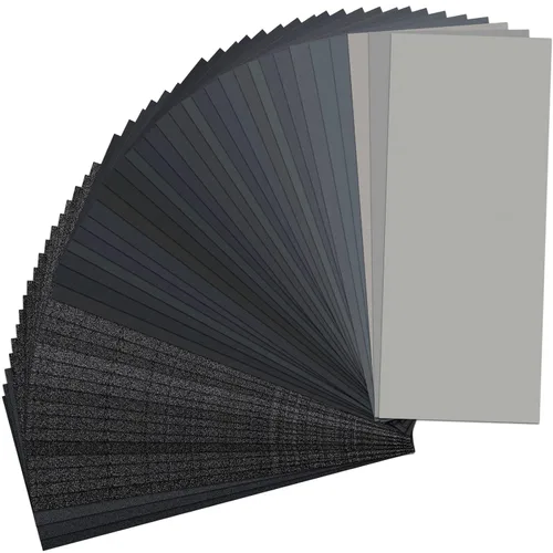 Papel de lija, 48 piezas de papel de lija, 120 a 5000 hojas de papel de lija de grano surtido, 9 x 3.6 pulgadas, papel de lija húmedo y seco de alta