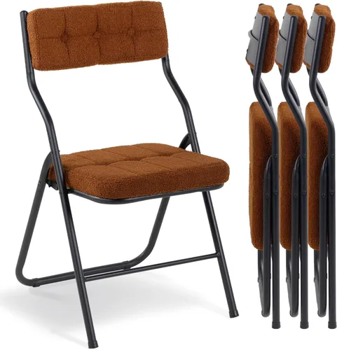 Miniatura 8 de HOMEFUN Paquete de 4 sillas plegables acolchadas, sillas de comedor plegables con cojín, asiento adicional portátil y ensamblado para invitados