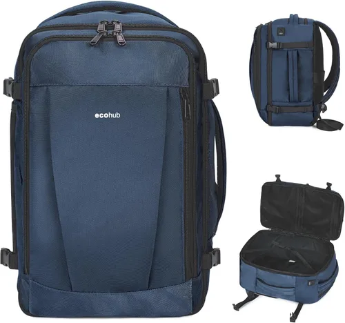 Miniatura 16 de ECOHUB United Airlines - Mochila de viaje pequeña de 17 pulgadas, bolsa de artículos personales de 16.7 x 10 x 8 pulgadas con 13 bolsillos con Negro