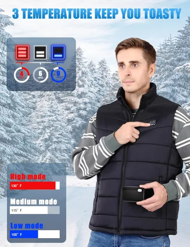 Miniatura 3 de Updated Lightweight Heated Vest for Men - Rechargeable Heating Vest with Large Capacity Battery Pack