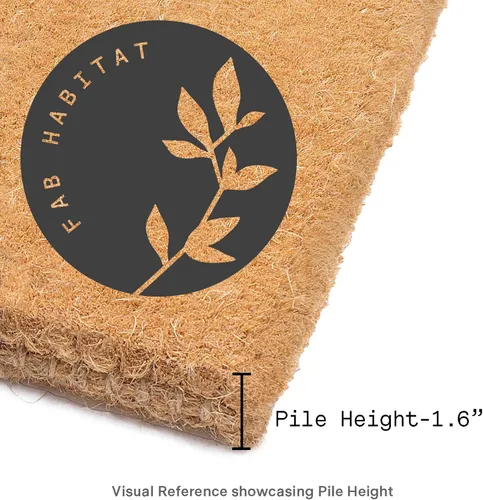Miniatura 6 de Fab Habitat Felpudo extra grueso, tejido a mano, duradero, fibra de coco natural, entrada, puerta delantera, porche, patio, pájaros en rama, gris