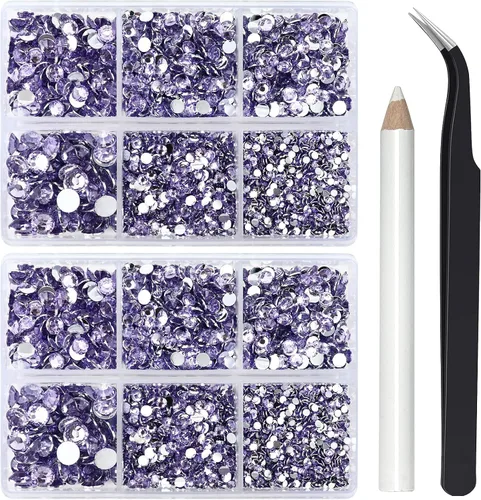 Miniatura 17 de Briskbloom 10000 piezas de diamantes de imitación con parte posterior plana para manualidades, zapatos, ropa, kit de circonita azul/circonita azul