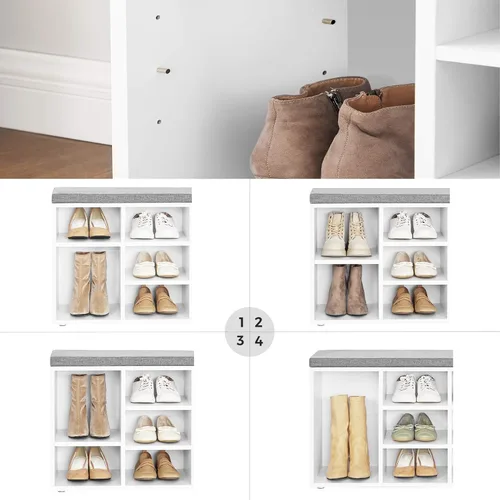 Miniatura 7 de VASAGLE - Colección CUSTOS - Banco para zapatos, banco de almacenamiento con asiento acolchado, banco de entrada con 10 compartimentos, para Blanco