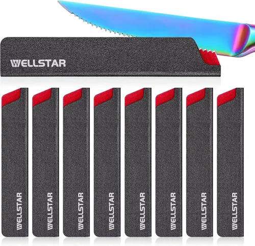 Miniatura 12 de WELLSTAR Juego de protectores de borde de cuchillo, 8 fundas universales de cuchilla, fundas protectoras de ABS sin BPA, forro de fieltro Juego