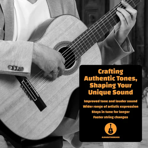 Miniatura 3 de Cuentas de puente de guitarra clásica, bloques de amarre transparentes para cuerdas de nailon y carbono, para guitarras flamencas - Alba ES