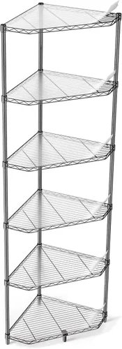 Miniatura 11 de Estantería de alambre de esquina de metal NSF de 6 niveles, capacidad de 600 libras, ajustable, con pies niveladores y revestimientos de estantes