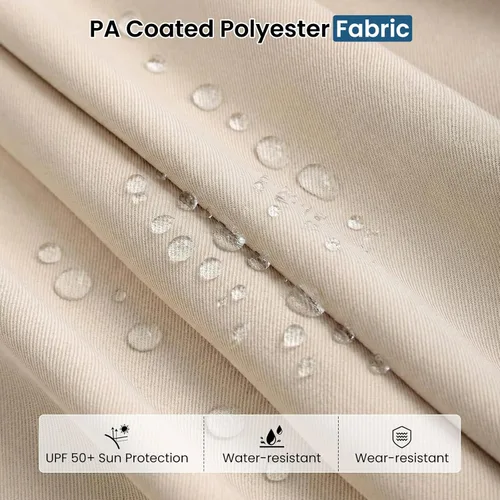 Miniatura 4 de Tangkula Sombrilla solar de doble cara de 13 pies para patio, sombrilla individual extragrande para exteriores con 36 luces LED, parte superior Beige
