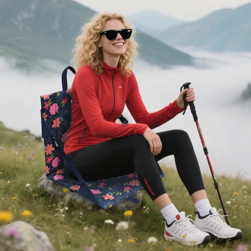 Miniatura 8 de Floral Foldable Bleacher Seat Waterproof Portable Stadium Cushion Adjustable back, 1.2cm pad, handle&pocket. For bleachers camping beach hiking