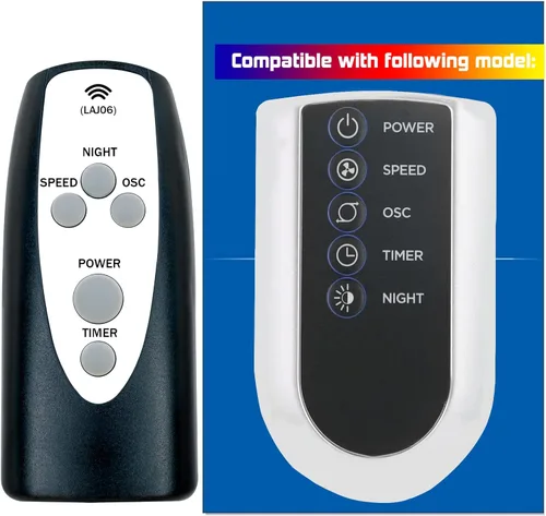 Mando a Distancia de Repuesto para Lasko 2033666D 2033666C T42050 T36205 T42552 T42951 T42952 T42954 T42964 T48312 T48322 T48332 T48332 122.8 in