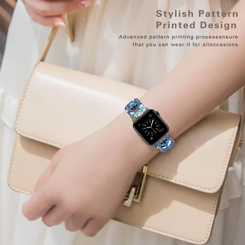 Miniatura 5 de Compatible con Apple Watch Band Stitch Holiday Pink Couple de 1.929 in/1.811 in/1.772 in/1.732 in/1.654 in (Serie 3 2 1) Correa mágica de silicona
