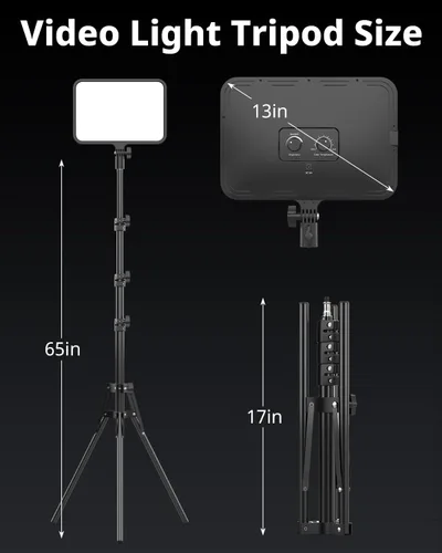 Miniatura 5 de UBeesize Kit de luz de video LED, iluminación de fotografía, luces de estudio de 13 pulgadas con soporte de trípode de 65 pulgadas y soportes