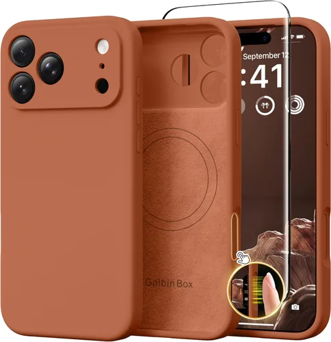 Miniatura 101 de GolbinBox Funda magnética para iPhone 17, compatible con MagSafe, cubierta de silicona integrada para control de cámara, funda de silicona líquida a