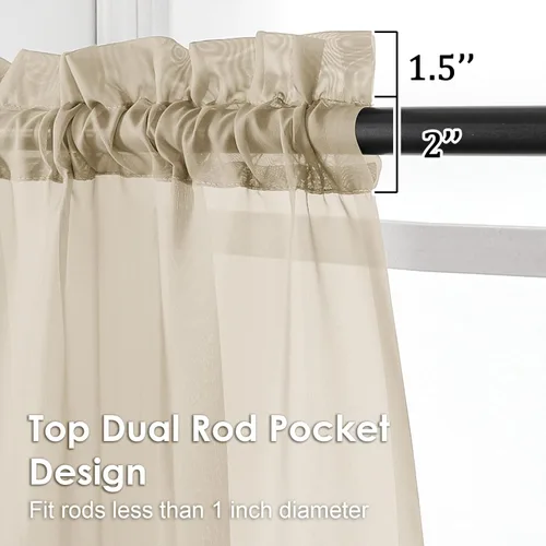Miniatura 210 de OVZME Cortinas traslúcidas, ligeras, suaves, para estudio, sala de estar y dormitorio, juego de 2 paneles, 42 pulgadas de ancho x 84 pulgadas