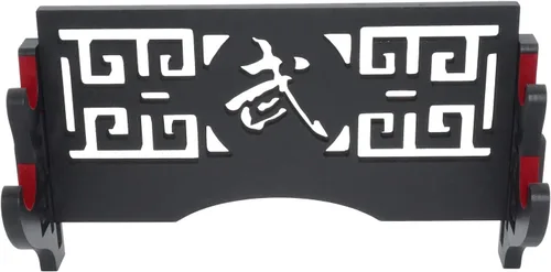 Miniatura 4 de Soporte de pared para espada de 2 niveles, soporte de exhibición Samurai con patrón hueco para Katana, Wakizashi y espadas estándar