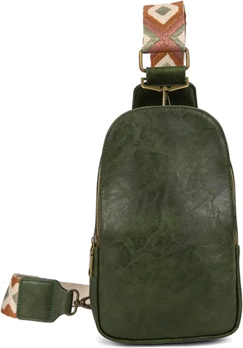 FAYBA Bolso bandolera pequeño para mujer, bolso cruzado de piel sintética, correa ancha para guitarra, bolso tipo mochila