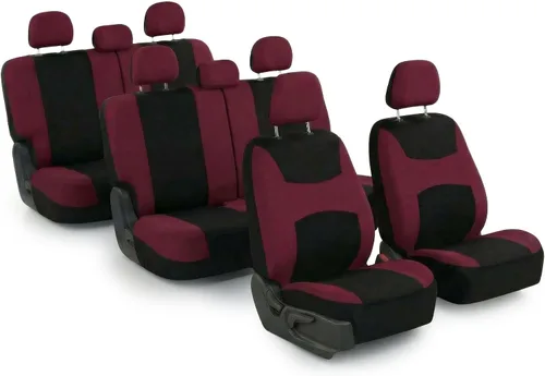 Miniatura 19 de Juego de funda para asiento bolsas de aire de tela negra ligera y fresca FH Group FH-FB030115-SEAT lista para separar; se ajusta a la mayoría de Rosa