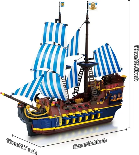 Miniatura 6 de YESHIN Kit de bloques de construcción modelo de barco piratas, MOC Sailboat Model Construction Set to Build, regalo para entusiastas