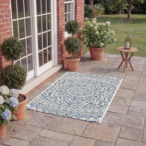 Miniatura 40 de SAFAVIEH Alfombra lavable para exteriores, colección Courtyard - Pasillo de 2.3 x 8 pies, color beige claro y marrón claro, no desprende pelusa