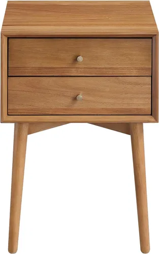 Miniatura 8 de Nathan James - Mesita de noche Harper de madera de roble de mediados de siglo, con 2 cajones, mesa auxiliar pequeña con almacenamiento, marrón