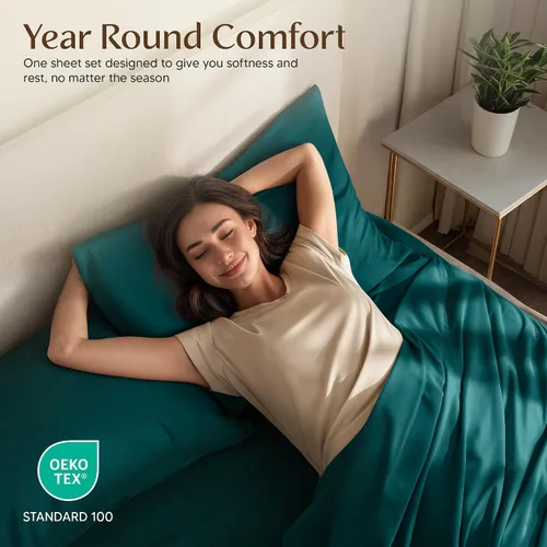 Miniatura 5 de Utopia Bedding Juego de sábanas tamaño Queen, sábanas de 4 piezas, microfibra suave y transpirable, incluye 1 sábana bajera, 1 sábana encimera y 2