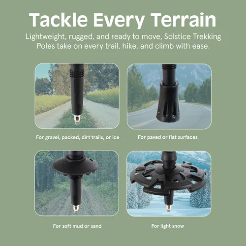 Miniatura 4 de Retrospec Solstice - Bastones de senderismo para hombres y mujeres, ajustables y plegables, ligeros, para caminar y trekking, aluminio con agarre