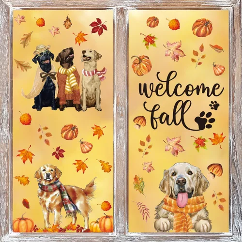Miniatura 12 de Horaldaily 40 calcomanías de Halloween para ventana, Jack-O-Lantern, calabaza, camión, gnomo, fantasma, murciélagos, gatos, suministros de fiesta