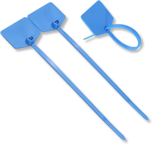 Etiquetas de envío impermeables – Lazos de nailon autobloqueables para identificación de equipaje, marcas de etiquetas de correas de plástico, Azul