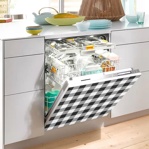 Miniatura 4 de Kigai Funda magnética para lavavajillas con diseño de búfalo blanco y negro, para puerta delantera, refrigerador, gabinete, cocina, Cuadros