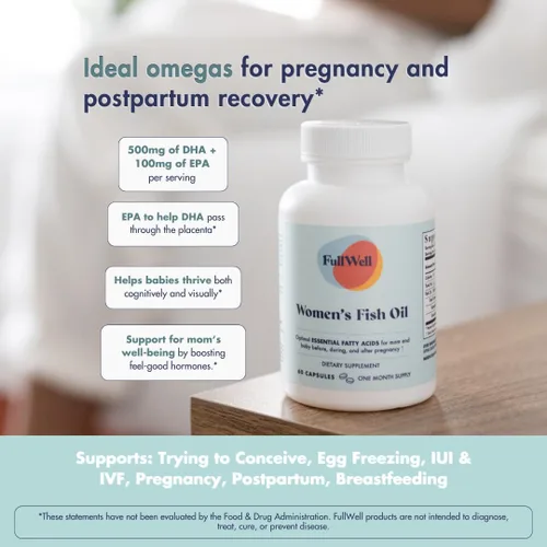 Miniatura 6 de FullWell Vitamina prenatal limón + DHA Aceite de pescado Omega 3 con DHA y EPA para el desarrollo cerebral y apoyo del sistema nervioso Más