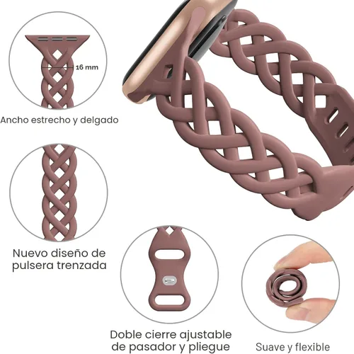 Miniatura 2 de iWabcertoo Correas delgadas de silicona para Apple Watch de 40 mm, 38 mm, 41 mm, 42 mm, 44 mm, 45 mm, 49 mm, correas de encaje trenzado delgadas