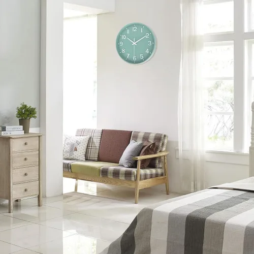 Miniatura 5 de HZDHCLH Reloj de pared de cuarzo moderno, funciona con pilas, 12 pulgadas, silencioso, sin tictac, números 3D, reloj redondo para pared, reloj