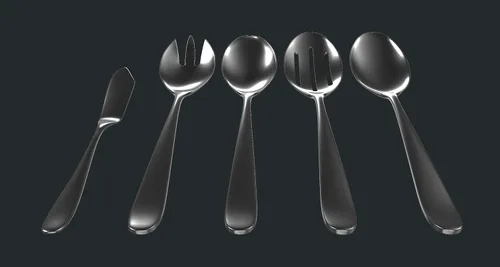 Miniatura 2 de Danialli Juego de utensilios de servir, cucharas de servir de acero inoxidable 18/10, servidores de ensalada, cuchillos de mantequilla, acabado