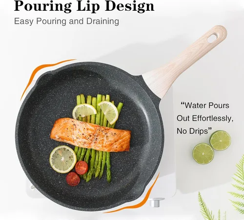 Miniatura 4 de Kordisen - Sartén antiadherente con tapa, sartén de 9.5 pulgadas de granito para huevos y tortillas, saludable y no tóxica, compatible con Granito