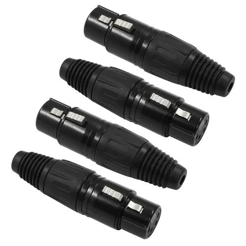 Hordion Adaptador de enchufe de micrófono de conector hembra XLR de 4 pines, conector de micrófono, conector de cable XLR, reemplazo de enchufe de