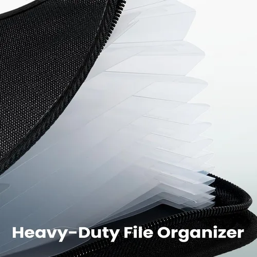 Miniatura 2 de Sooez Organizador de archivos de acordeón resistente con asa oculta, carpetas de archivos expandibles portátil de 12 bolsillos, organizador