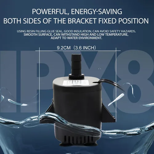 Miniatura 5 de 18w 270gph pequeña bomba de transferencia bomba de agua sumergible para peceras, estanques, acuarios, hidropónicos 110-120v/60hz ideal para cubierta
