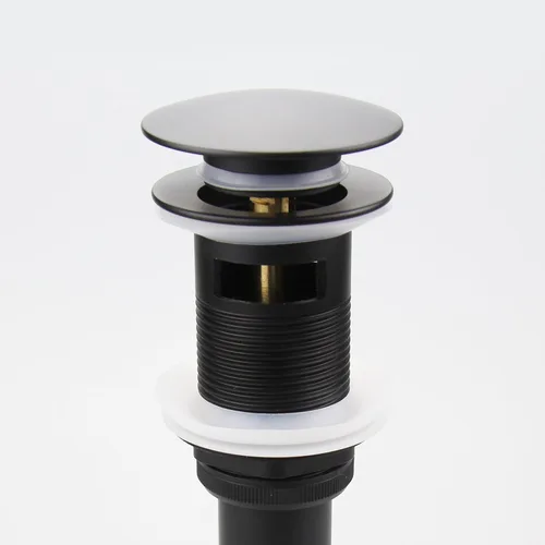 Miniatura 4 de Desagüe de Fregadero de Tocador de Baño, Tapón de Desagüe Emergente con Rebosadero, Negro