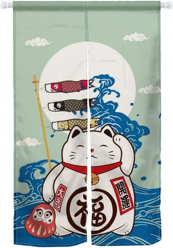 Miniatura 9 de Cortina de Puerta de Pintura Tradicional China, Bambú Azul, Noren Japonés Partición de Dormitorio Divisor de Cocina Decoración de Puerta de Baño