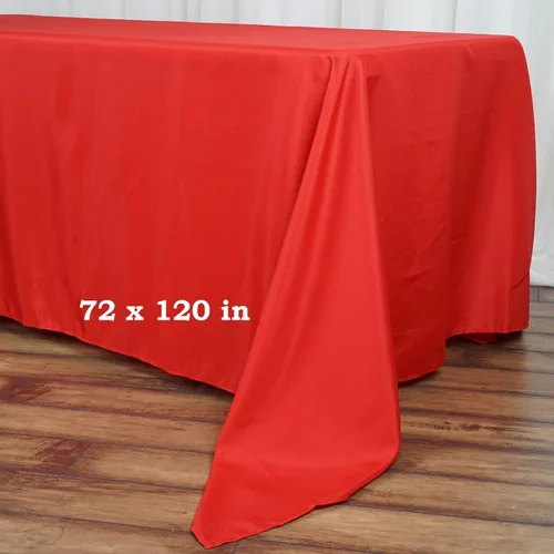 Miniatura 2 de Tableclothsfactory Manteles rectangulares de poliéster rojo de 72 x 120 pulgadas.