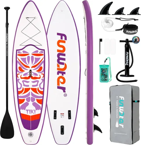 Miniatura 19 de FunWater 8'/10'/10'6"/11'6" Inflatable Stand Up Paddle Board with Premium SUP Paddleboard Accessories, Wide Stable Anti-Slip EVA Deck,Paddle Boards