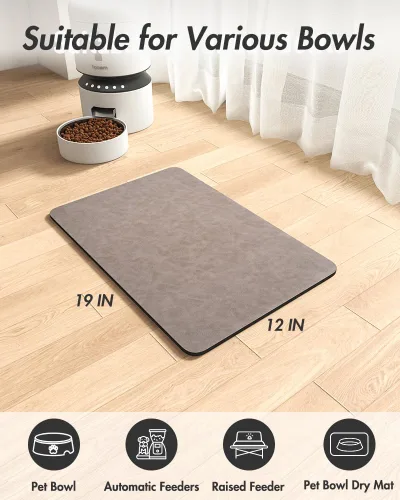 Miniatura 7 de MontVoo - Alfombrilla absorbente para alimentación de mascotas - Alfombrilla para mascotas sin manchas para cuenco de comida y agua - Alfombrilla