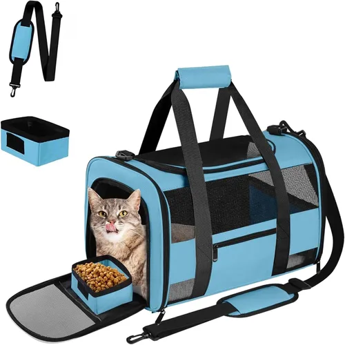 Miniatura 7 de Transportín para Gatos Transportín para Mascotas Aprobado por Aerolíneas para Perros Pequeños Gatos Cachorros Plegable de Lados Suaves Bolsa de Negro
