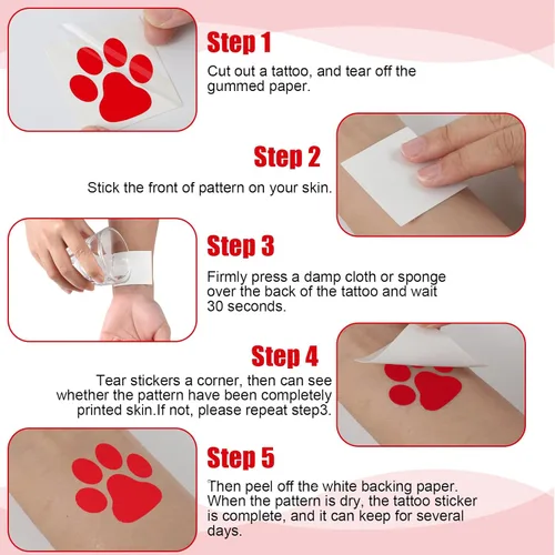 Miniatura 4 de Harloon 20 hojas de 300 tatuajes de huellas de patas, tatuajes temporales para la cara, calcomanías de perro extraíbles para animar patrulla