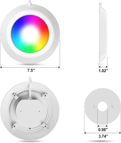 Miniatura 7 de LyLmLe Luces LED para piscina, luz sumergible magnética RGB inteligente de 20 W con control de aplicación, 800 lm regulable, IP68 impermeable 12 V