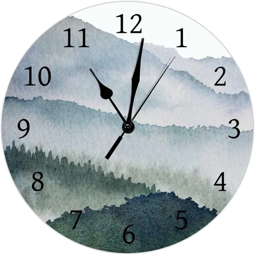 Miniatura 12 de Reloj de pared de acuarela de color morado y gris con lunares y formas, reloj de pared de PVC, funciona con pilas, silencioso, sin tictac, 12