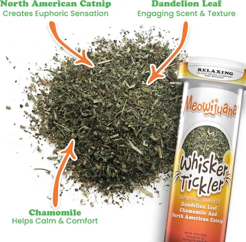 Miniatura 5 de Meowijuana Paquete de hierba gatera seca triturada prémium Purple Passion, Whisker Ticker, y Paw Natural Orgánica Alta potencia Juguetes