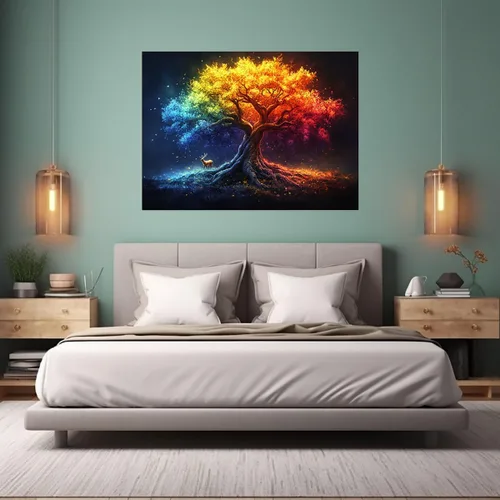 Miniatura 2 de VOCBAN Tree of Life Wall Art The Picture Artwork Canvas Prints Tree Pictures Poster Retro Artwork for Bedroom Living Room Home Decoration(yellow