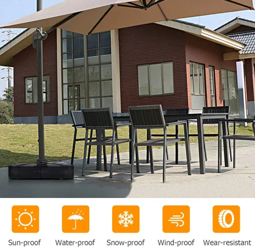 Miniatura 7 de Tangkula Base de sombrilla de patio con ruedas, peso relleno de arena húmeda de 260 libras, placa base cuadrada resistente para sombrilla con barra